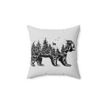 Faux Suede Square Throw Pillow | Nature Scene Deer Forest Negative Space Design - £24.83 GBP+