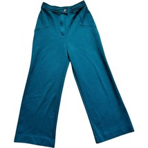 Vintage Teal High Waisted Wide Leg Pants Waist 23&quot; Inseam 24&quot; 60s 70s Disco - $21.26