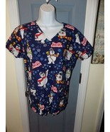 Frosty the Snowman Women&#39;s Scrub Top Size M - £13.20 GBP