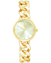 I. N.c. Mujer Color Dorado Cadena Cubana Esfera de Cristal Pulsera Reloj... - $20.02