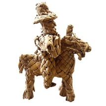 Vintage Mexican Folk Art Hand Crafted Straw Corn Husk Woven Horse Donkey &amp; Rider - £11.87 GBP