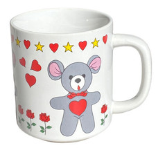 Vintage Valentine Bear Hearts Stars Mug Cup 1980s - $14.84