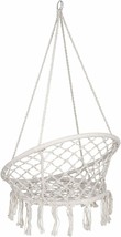 Beige Hanging Cotton Rope Macrame Hammock Chair Swing Outdoor Home Garden - £54.56 GBP