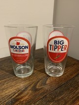 Molson Canadian Lager 12 Fl. Oz Collector Beer Glasses Happy Hour &amp; Big Tipper - £15.49 GBP