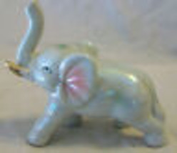VINTAGE MULTI-COLORED CERAMIC ELEPHANT FIGURINE! TRUNK UP FOR GOOD LUCK - $40.00