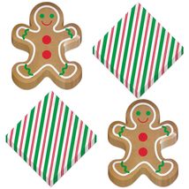 HOME &amp; HOOPLA Christmas Party Gingerbread Man Shaped Paper Dessert Plates and Na - £14.25 GBP