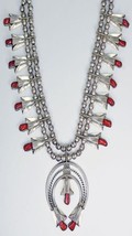 Vicki Orr Vintage Navajo Branch Coral Squash Blossom Necklace - $1,750.00