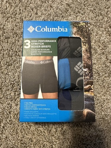 Columbia 3 pack Men&#39;s High Performance Stretch Boxer Briefs XL Grey/Coba... - $19.99