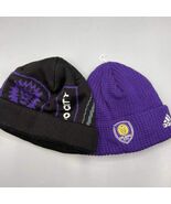 Lot of 2 Orlando City Hat Youth Purple Black Adidas MLS Cuffed Beanie Ca... - $235.42 MXN