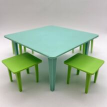 Vintage USSR Kids Puppets Plastic Set of Kitchen Furniture Table 4 Chairs - $88.00