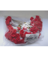 New lot 144 RED 1/4&quot; Ribbon Roses on 3 &quot; white wire stem pick Crafts - £6.62 GBP