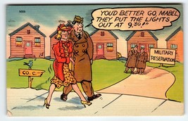 US Army Military Postcard You Better Go Mabel 1940&#39;s War Linen WW2 Humor 1943 - £8.57 GBP