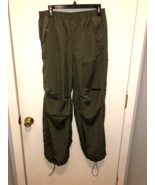 Aqua Womens Medium Olive Green Parachute Pants Drawstring Ankles Waist 3... - €17,24 EUR