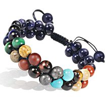 Clheatky Solar System Beaded Bracelet Handmade 8MM Bead Bracelets for Men Women  - £24.04 GBP