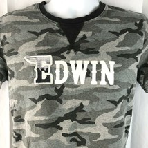 Edwin Jeans Japan Gray Camo S Ringer T-Shirt Small V Stitch Collar Embro... - $26.96