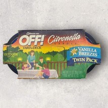OFF! Vtg Yard &amp; Deck Outdoor Vanilla Breezes Citronella Twin Pack Candle NEW - £28.79 GBP