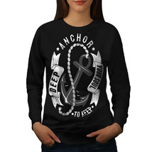 Wellcoda Anchor Your Soul Slogan Womens Sweatshirt, Deep Casual Pullover Jumper - £23.10 GBP+