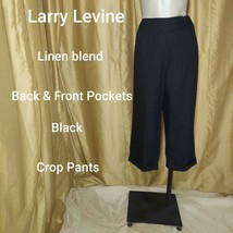 Larry Levine Linen Blend Black Crop Front &amp; Back Pants Size 10 - £9.59 GBP