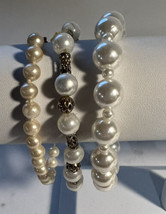 Bracelets Unbranded  3 Faux Pearl 2 stretch 1 Tied and 1 with Gold Tone Filigree - £3.20 GBP