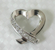 Beautiful .25 Ct Round Brilliant Diamond Sterling Silver Open Heart Pendant - £30.90 GBP