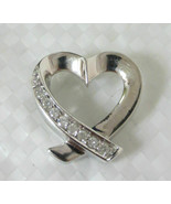 BEAUTIFUL .25 CT ROUND BRILLIANT DIAMOND STERLING SILVER OPEN HEART PENDANT - £31.13 GBP