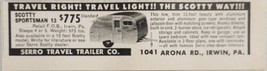 1961 Print Ad Scotty Sportsman 13 Serro Travel Trailer Co. Irwin,Pennsyl... - $8.98
