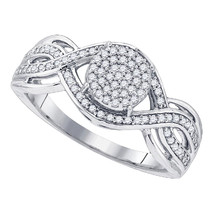 10kt White Gold Round Diamond Cluster Bridal Wedding Engagement Ring - £361.96 GBP