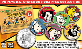 POPEYE &amp; FRIENDS US Statehood Quarter Colorized 6-Coin Set *Officially L... - £11.92 GBP