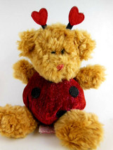 Russ Berrie Loveybug golden teddy Bear Ladybug Plush 8&quot; Rare Valentines day - £14.72 GBP