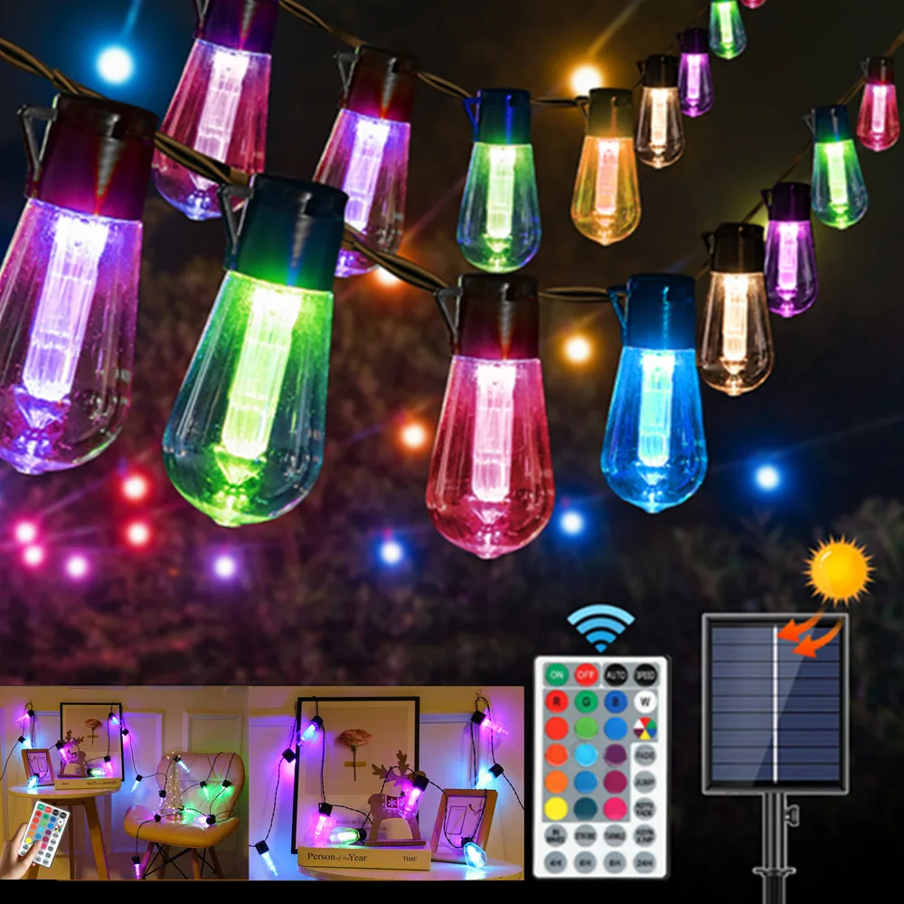 LED Fairy Solar String Lights IP65 Waterproof Outdoor S14 Christmas Decoration B - £117.24 GBP
