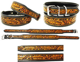 Amish USA Heavy Duty Padded Leather Tooled Accorn Dog Collar Puppy 60FK04 - $48.40+