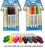 BOX OF 36 Fabric Markers with Fine Point Tips, Neon &amp; Earth Tone Colors,... - $67.84 CAD