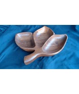 Vintage Monkey Pod Hand Crafted Leaf 3 Section Serving Dish- Made In Phi... - €37,80 EUR