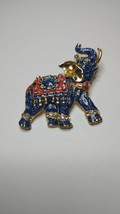 Vintage Enamel Red White And Blue Elephant Brooch - £8.60 GBP