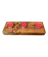 USA Handmade Wooden 3 Tea Light Candle Holder Rustic Decor Early American Stain