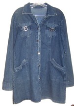 Blue Jean Denim Coat or Long Jacket w/Belt Loops ~ missing belt Sz M/L - $35.99