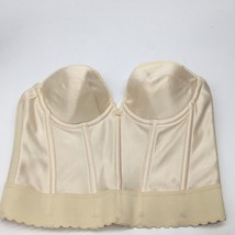 Vintage Carnival Ivory Smooth Nylon Strapless Corset Bustier Bra 36A Mad... - £14.15 GBP