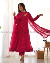 Sawan special pink leheriya printed anarkali dress for womens,anarkali s... - $50.00