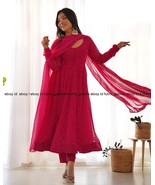 Sawan special pink leheriya printed anarkali dress for womens,anarkali s... - $50.00