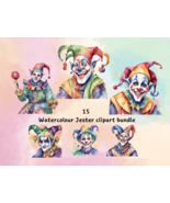 Watercolour Jester clipart bundle, medieval clipart, clown png, fantasy ... - £1.86 GBP