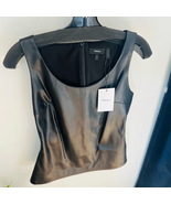 THEORY Scoop Neck Faux Leather Tank Top, Black, Small, (4/6), Designer, NWT - €111,53 EUR