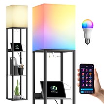 Floor Lamp With Shelves, Smart Rgb Floor Lamps Work With Alexa, With 2 Usb Ports - $110.99