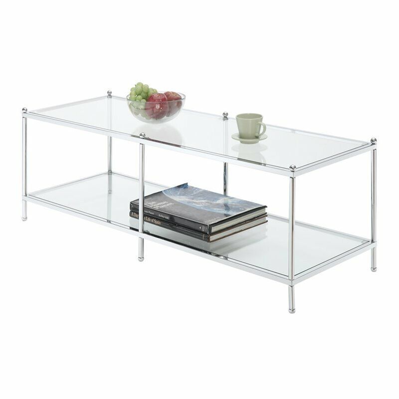 Convenience Concepts Royal Crest Coffee Table in Clear Glass With Chrome Frame - $225.99