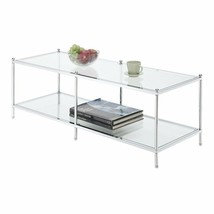 Convenience Concepts Royal Crest Coffee Table in Clear Glass With Chrome... - $225.99