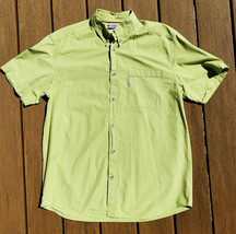 Columbia Mens L Green Plaid Short Sleeve Button Up Shirt Pocket 100% Cotton - £13.42 GBP