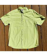 Columbia Mens L Green Plaid Short Sleeve Button Up Shirt Pocket 100% Cotton - £13.32 GBP