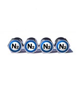Blue N2 Nitrogen Tire Valve Stem Caps - Brass Alloy - Chrome Coated - Ty... - £9.37 GBP
