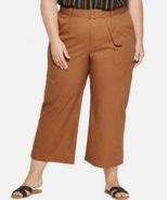 NWT Ava &amp; Viv Women&#39;s Plus Size 3X Cotton Belted Cropped Wide Leg Pants ... - $17.82 CAD