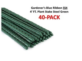 Gardener&#39;s Blue Ribbon SS4 4&#39; FT L Plant Stake Steel Green 40-PACK By BOND - $54.45
