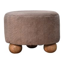 Artisan Furniture Mocha Faux Fur Round Ball Footstool - £182.68 GBP